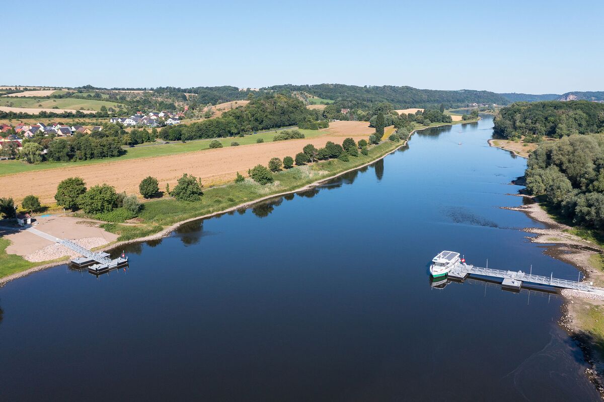 Luftbild der Anlegestellen Coswig-Kötitz und Gauernitz nach Modernisierung | Foto Gabriele Hanke