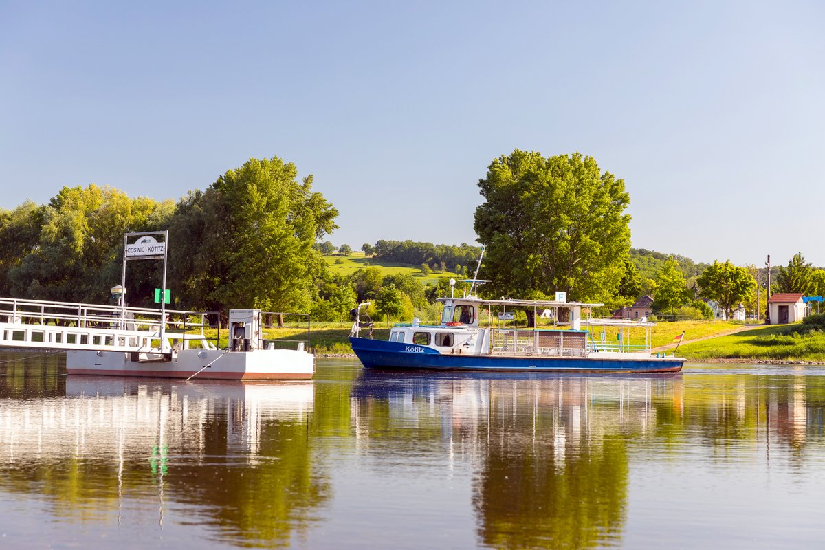 Fähre über die Elbe zwischen Coswig-Kötitz und Gauernitz, Coswig, Sachsen, Deutschland © Gabriele Hanke